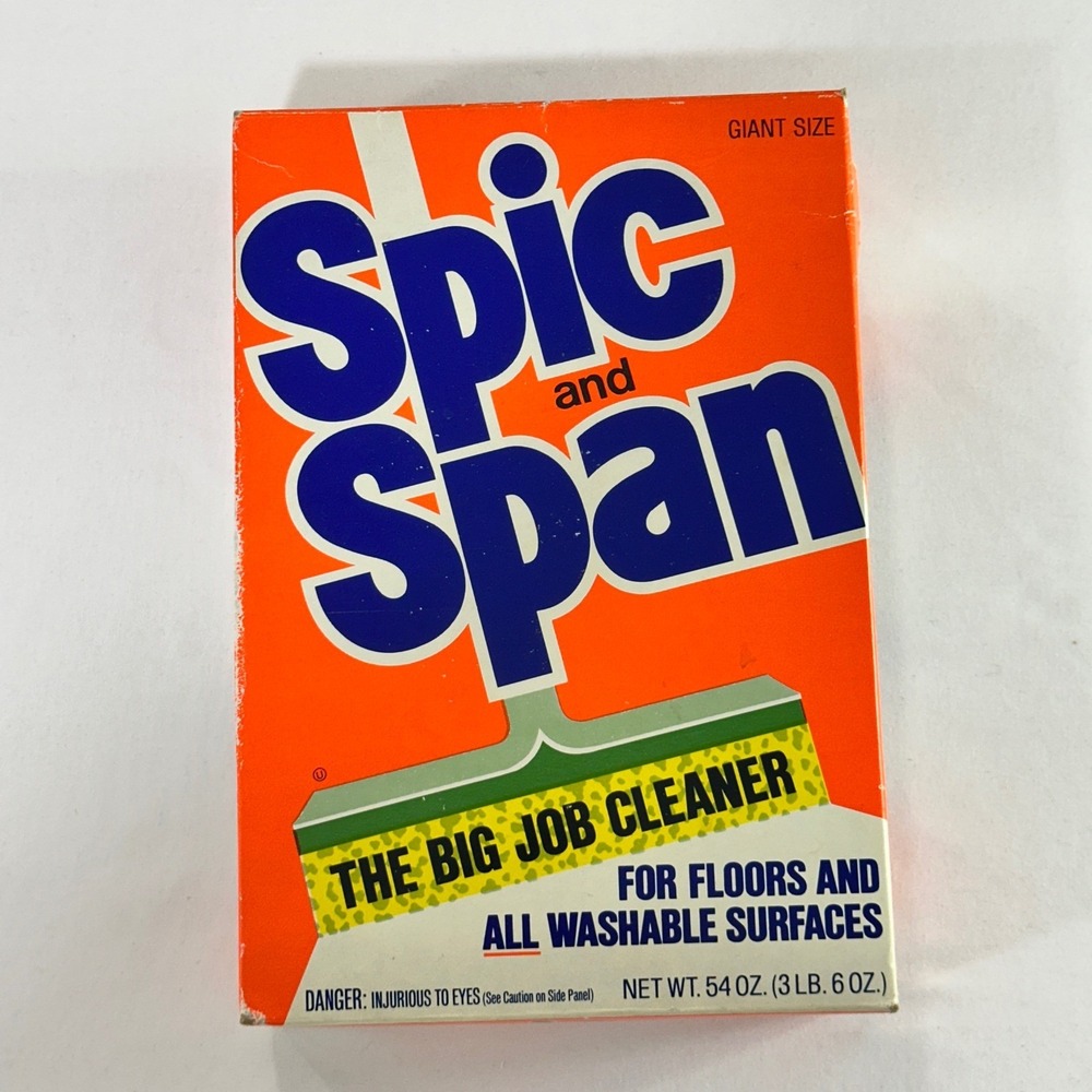 Vintage Spic and Span The Big Job Cleaner‎ Giant Size 54oz Powder Box Prop Retro